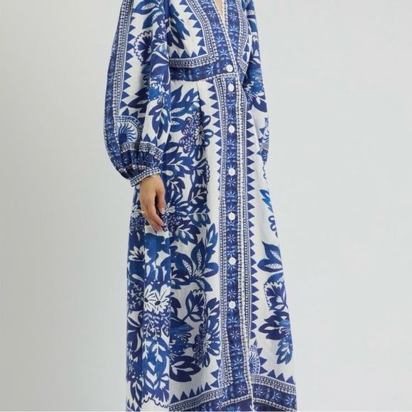 Farm Rio Floral Blue and White Maxi Dress NWOT - Picture 4 of 6